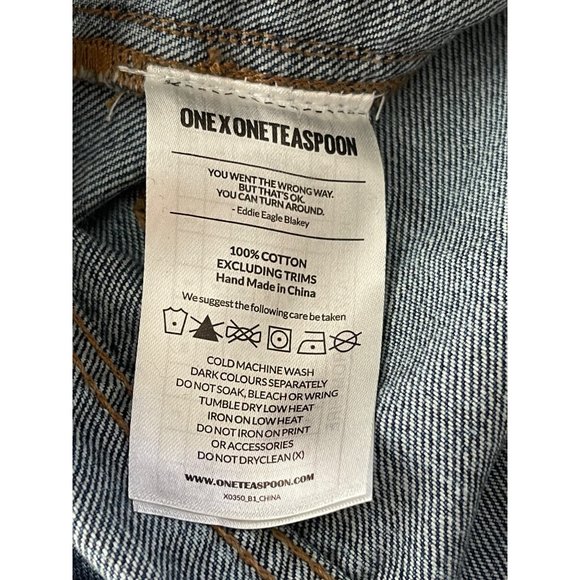 One Teaspoon Awesome Baggies Distressed Raw Step Hem Jeans Womens Mid Rise sz 26 - Picture 10 of 12